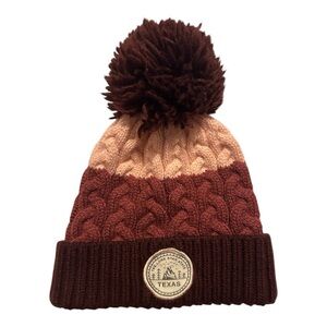 Kids' Texas Cable Knit Pom Beanie – Pink & Maroon